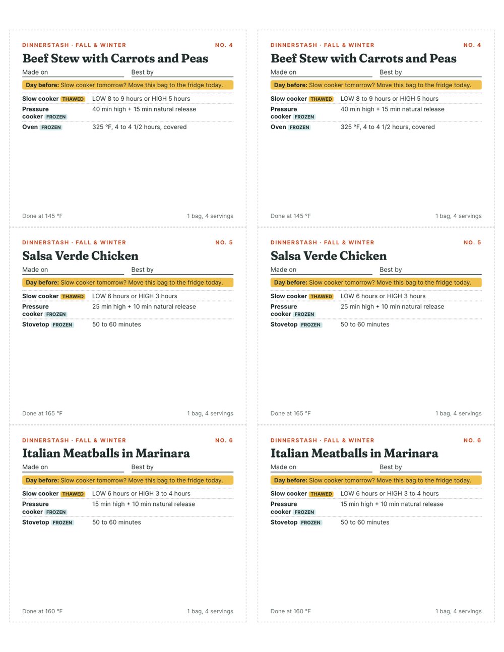 A page from Freezer Bag Labels